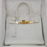 Hermès 30cm Birkin White Clemence Leather Gold Hardware