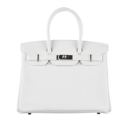 Hermès 30cm Birkin White Clemence Leather Palladium Hardware