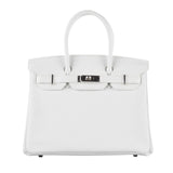Hermès 30cm Birkin White Clemence Leather Palladium Hardware
