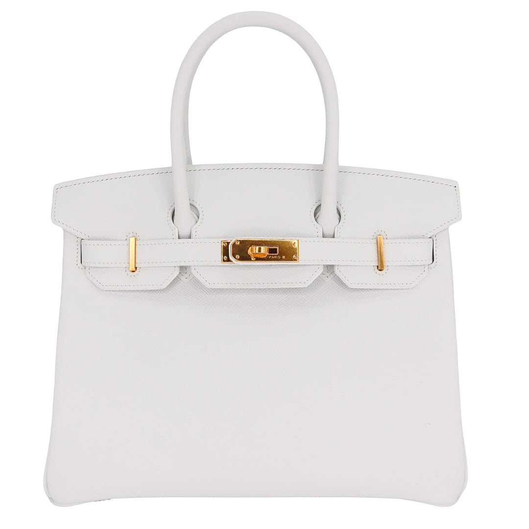Hermès 30cm Birkin White Epsom Leather Gold Hardware