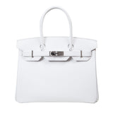 Hermès 30cm Birkin White Epsom Palladium Hardware