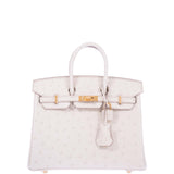 Hermès Birkin 25 Beton Ostrich Gold Hardware