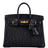 Hermès Birkin 25 Black Ostrich Gold Hardware