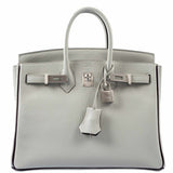 Hermès Birkin 25 HSS Bi-Color Gris Perle and Raisin Chevre Brushed Palladium Hardware - Special Edition