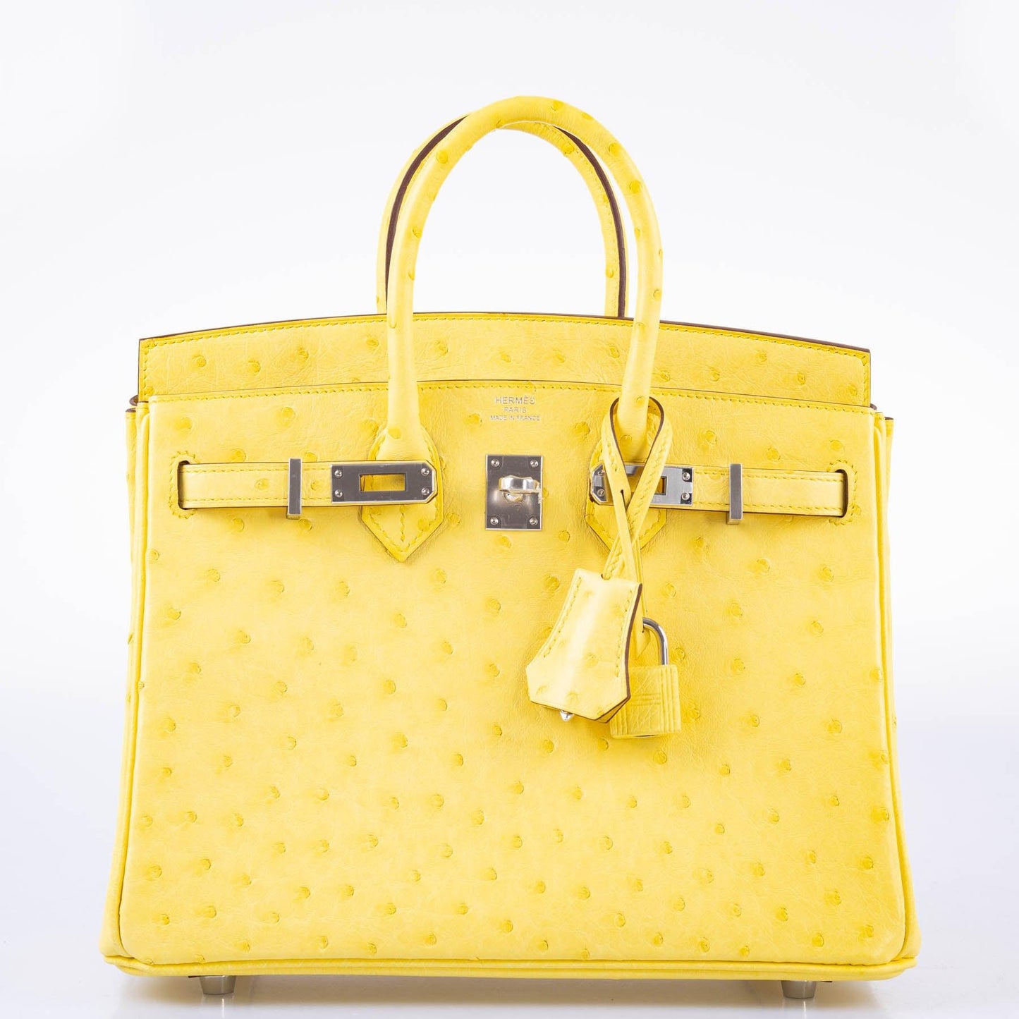 Hermès Birkin 25 Jaune Citron Ostrich Palladium Hardware