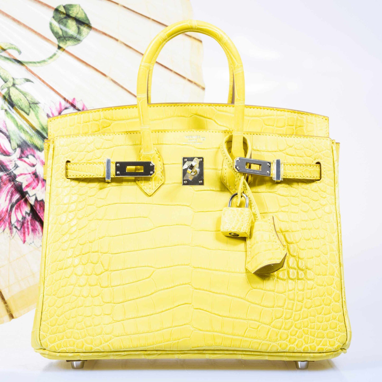 Hermès Birkin 25 Lime Yellow Matte Alligator Palladium Hardware - 2018, C
