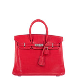 Hermès Birkin 25 Rouge Exotique Nilo Lizard Palladium Hardware