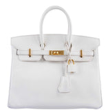 Hermès Birkin 25 White Epsom with Gold Hardware - 2008, L Square
