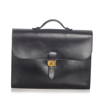 Luxury Hermes Box Calf Sac a Depeches 38 (SHG-23148)