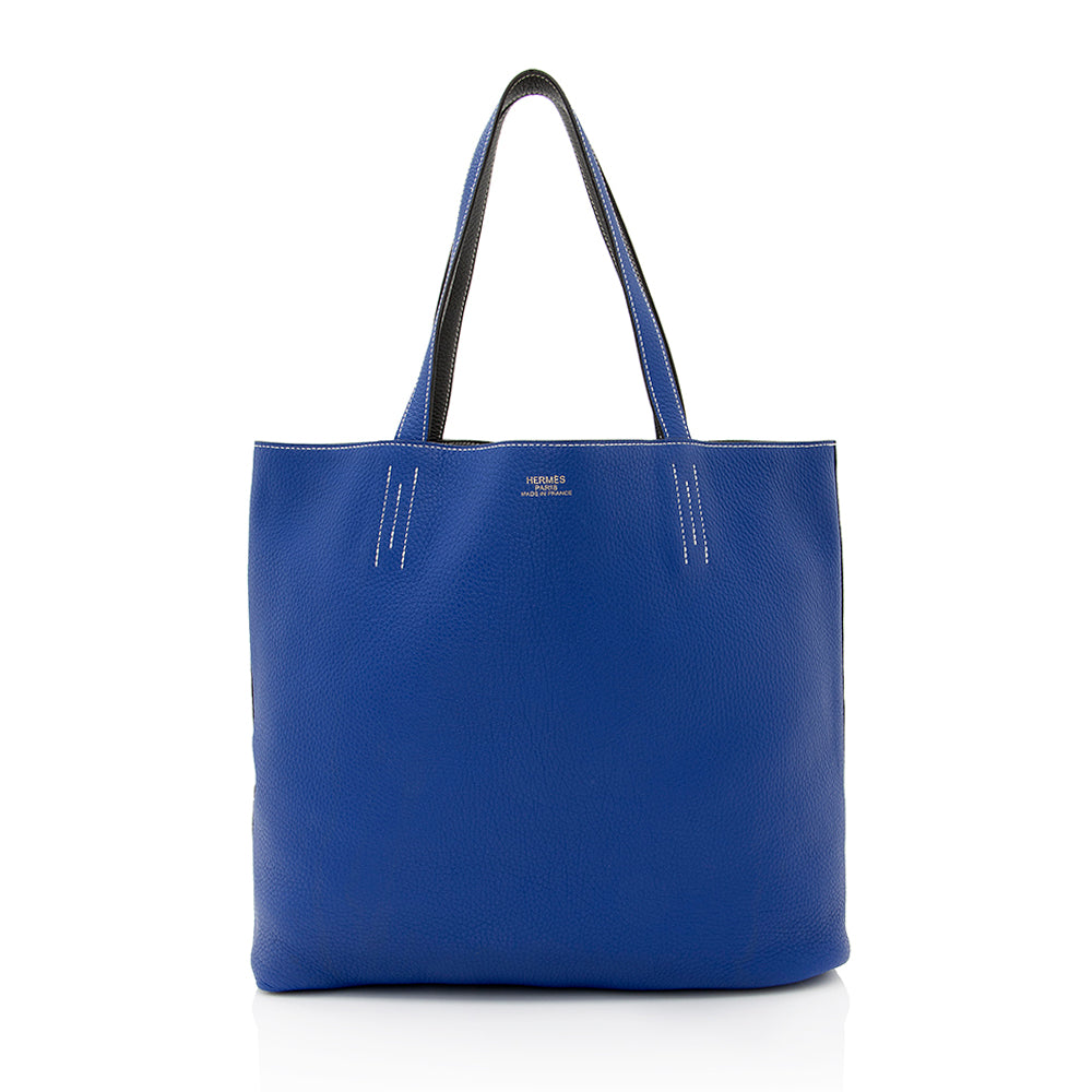 Luxury Hermes Clemence Leather Double Sens 45 Tote (SHF-20430)