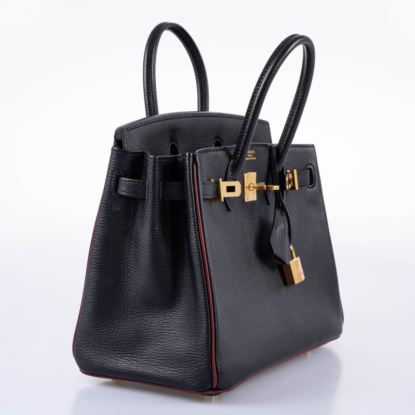 Hermès HSS Birkin 25 Black and Rouge H Chevre Gold Hardware