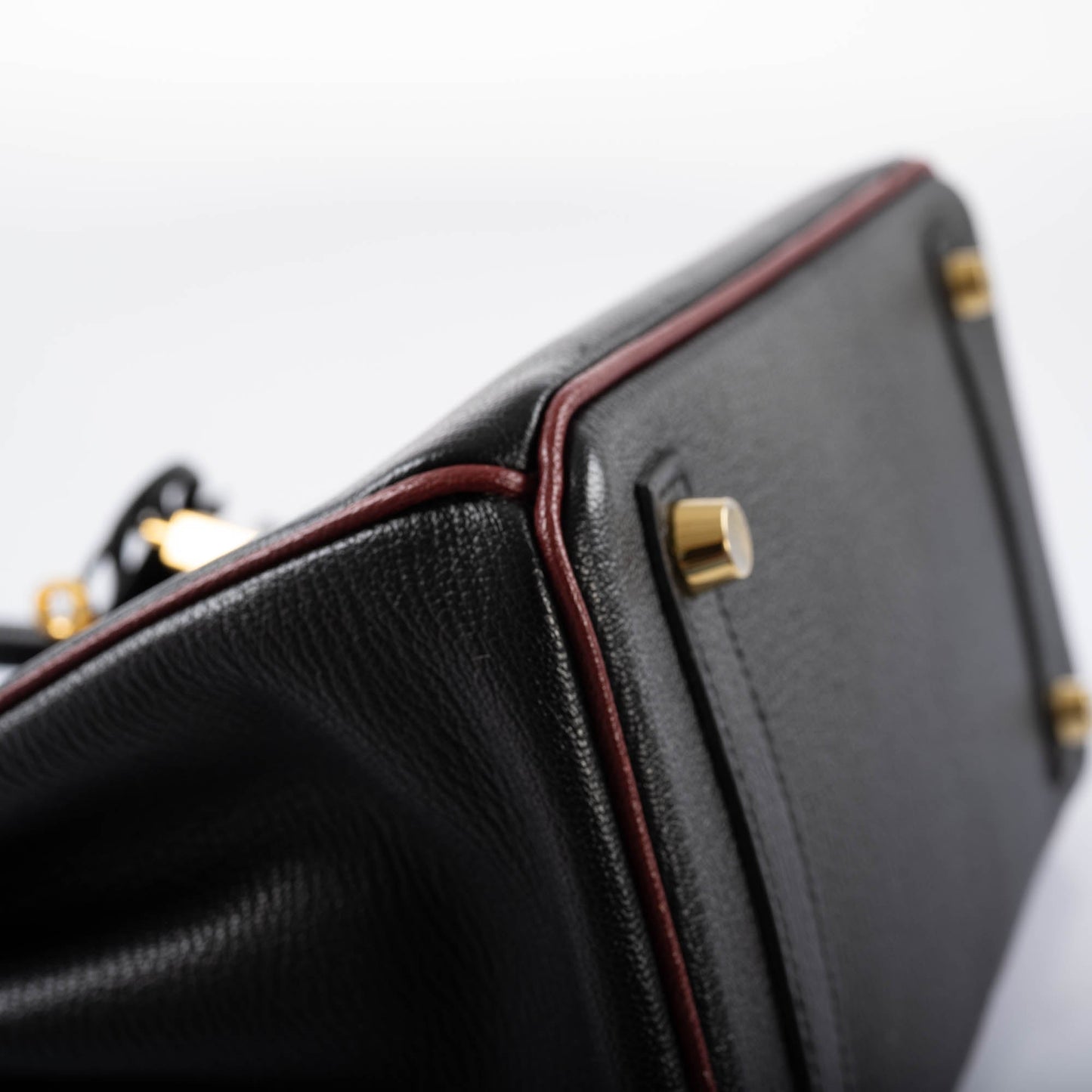 Hermès HSS Birkin 25 Black and Rouge H Chevre Gold Hardware