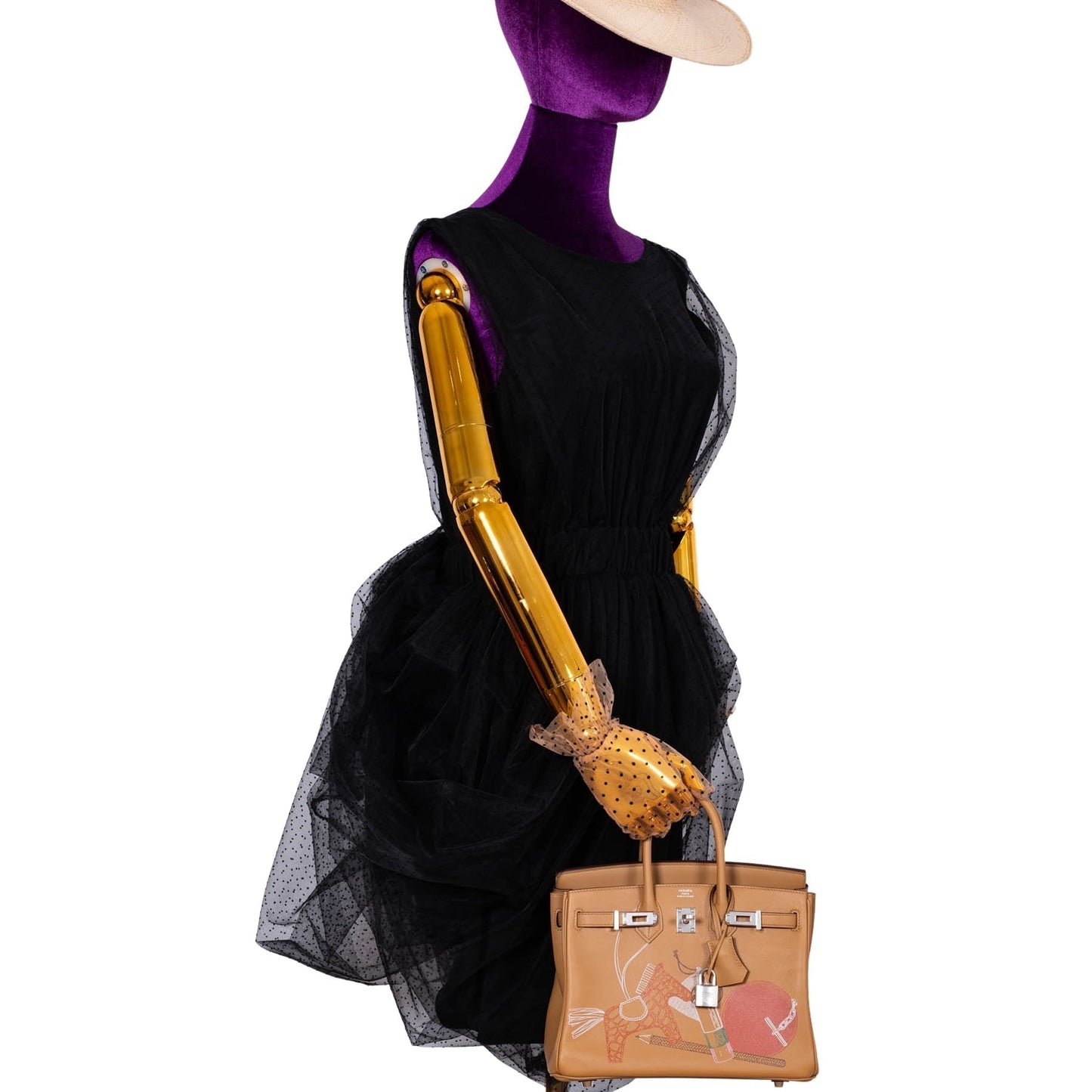 Hermès In and Out Birkin 25 Biscuit Printed Swift Palladium Hardware