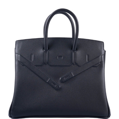 Hermès Shadow Birkin 25 Black Swift Leather Palladium Hardware