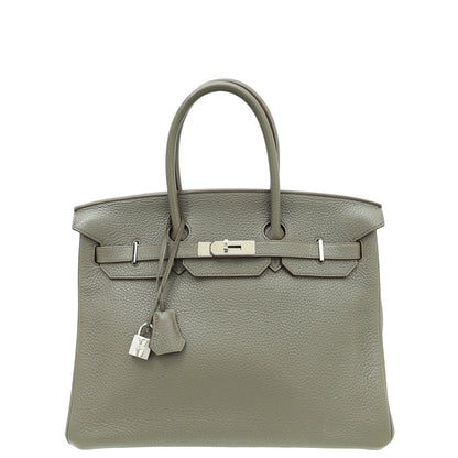 Hermes Gris Etain Birkin 35 Bag
