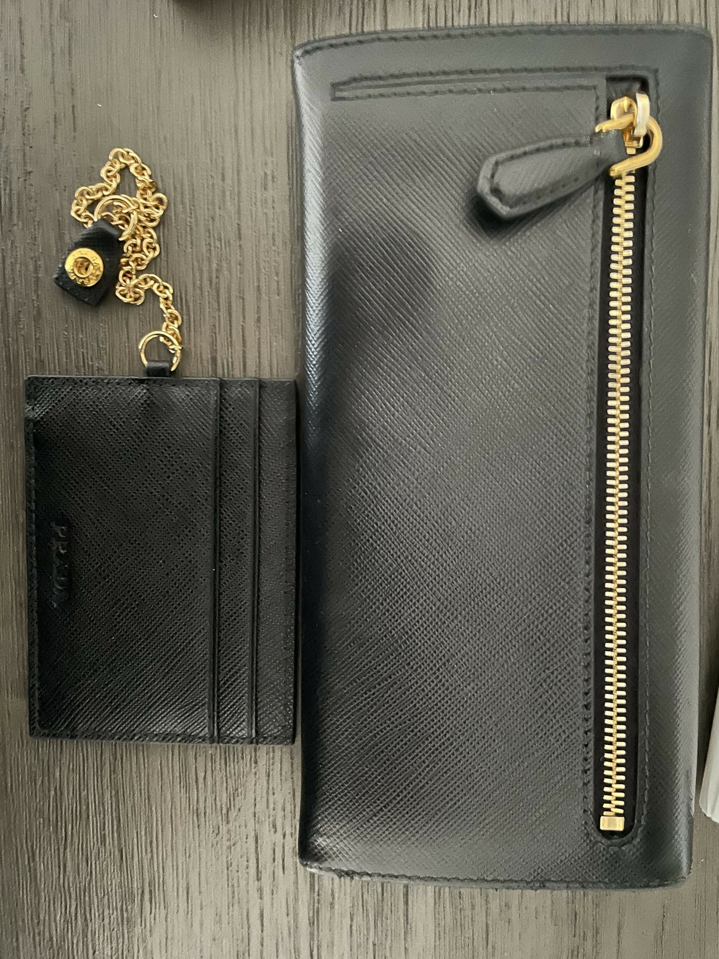 Prada large saffiano leather wallet in black