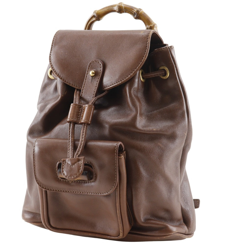 Gucci Bamboo Handle Leather 2way Backpack