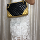 Chanel Chevron Black and Gold Shoulder Bag