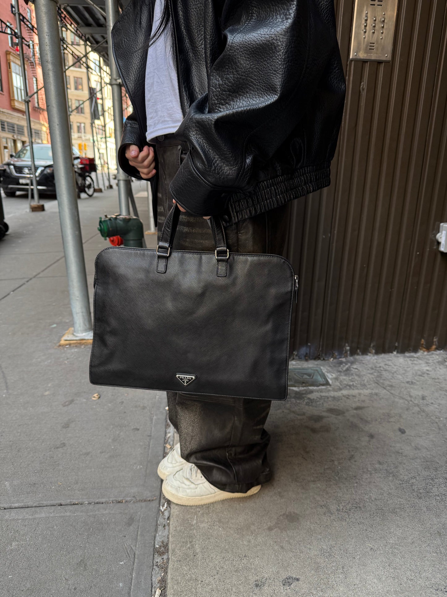 Prada Black Saffiano Briefcase Bag