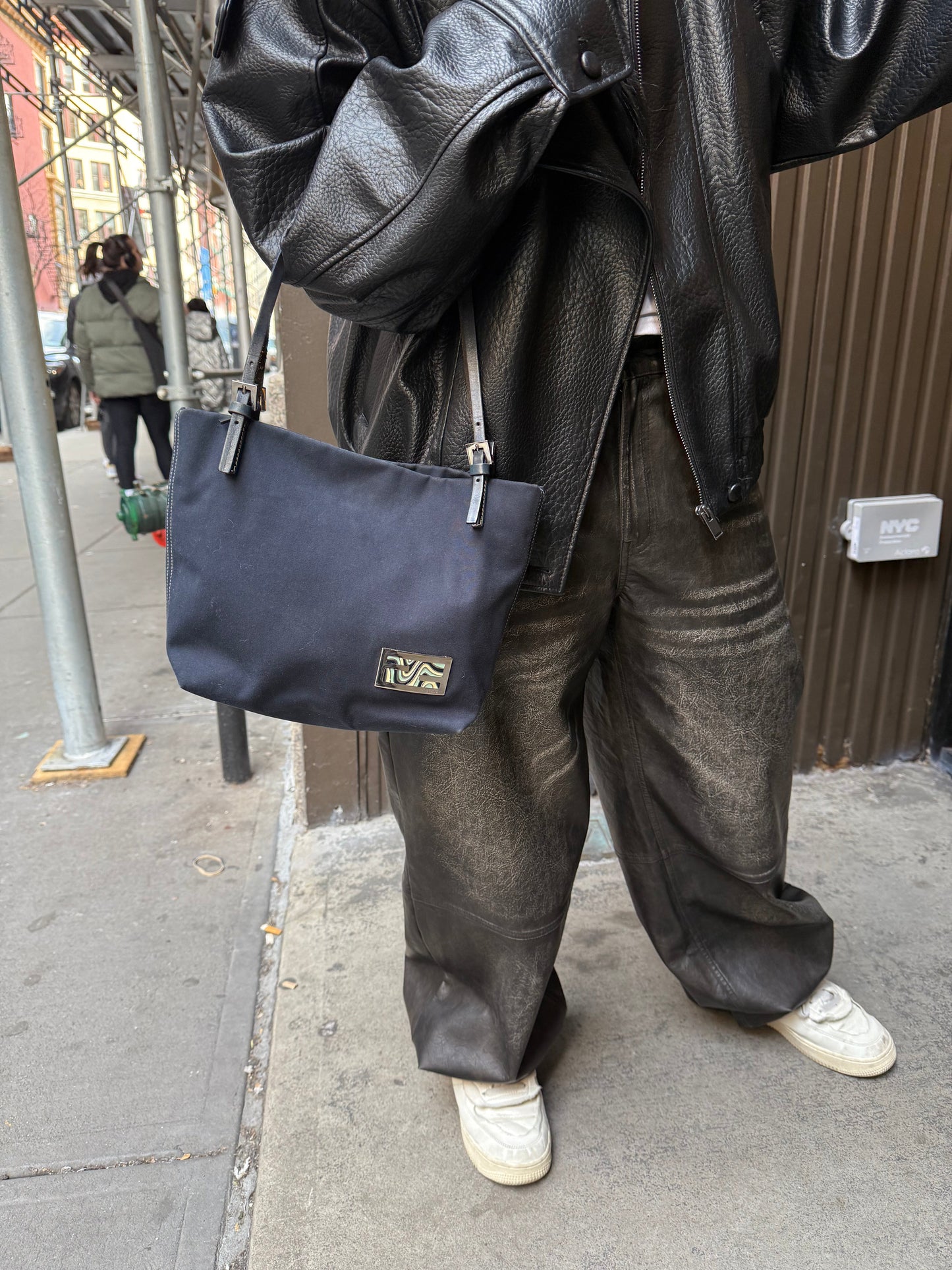 Fendi FF Wave Canvas Shoulder Tote
