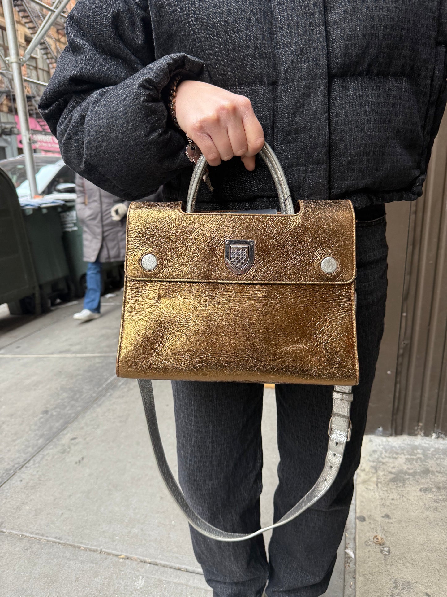 Christian Dior Diorever Gold Leather 2Way Handbag