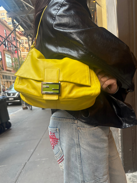 Fendi Yellow Leather Mamma Baguette