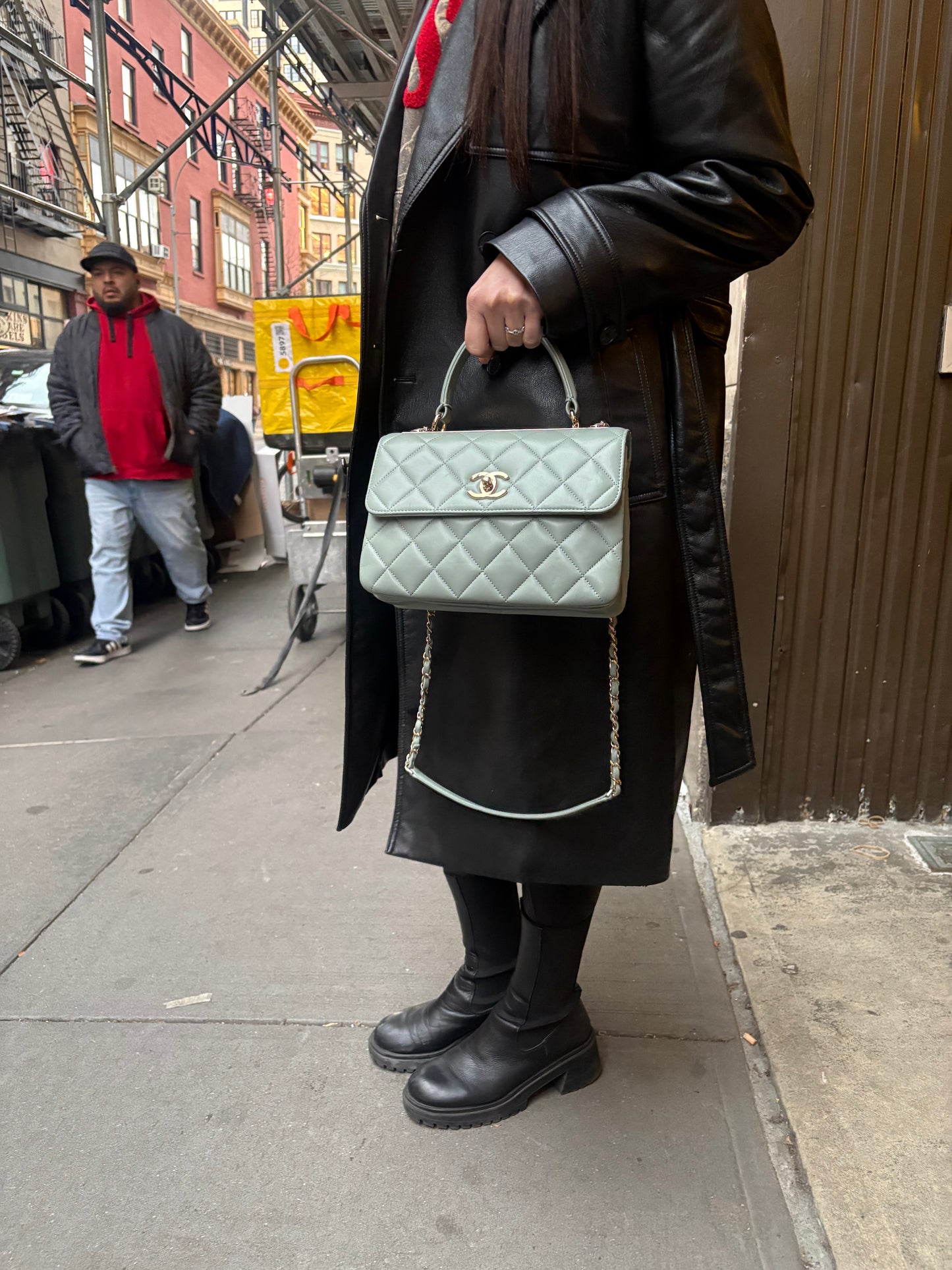 Chanel CC Trendy Blue Leather Flap Top Handle Bag
