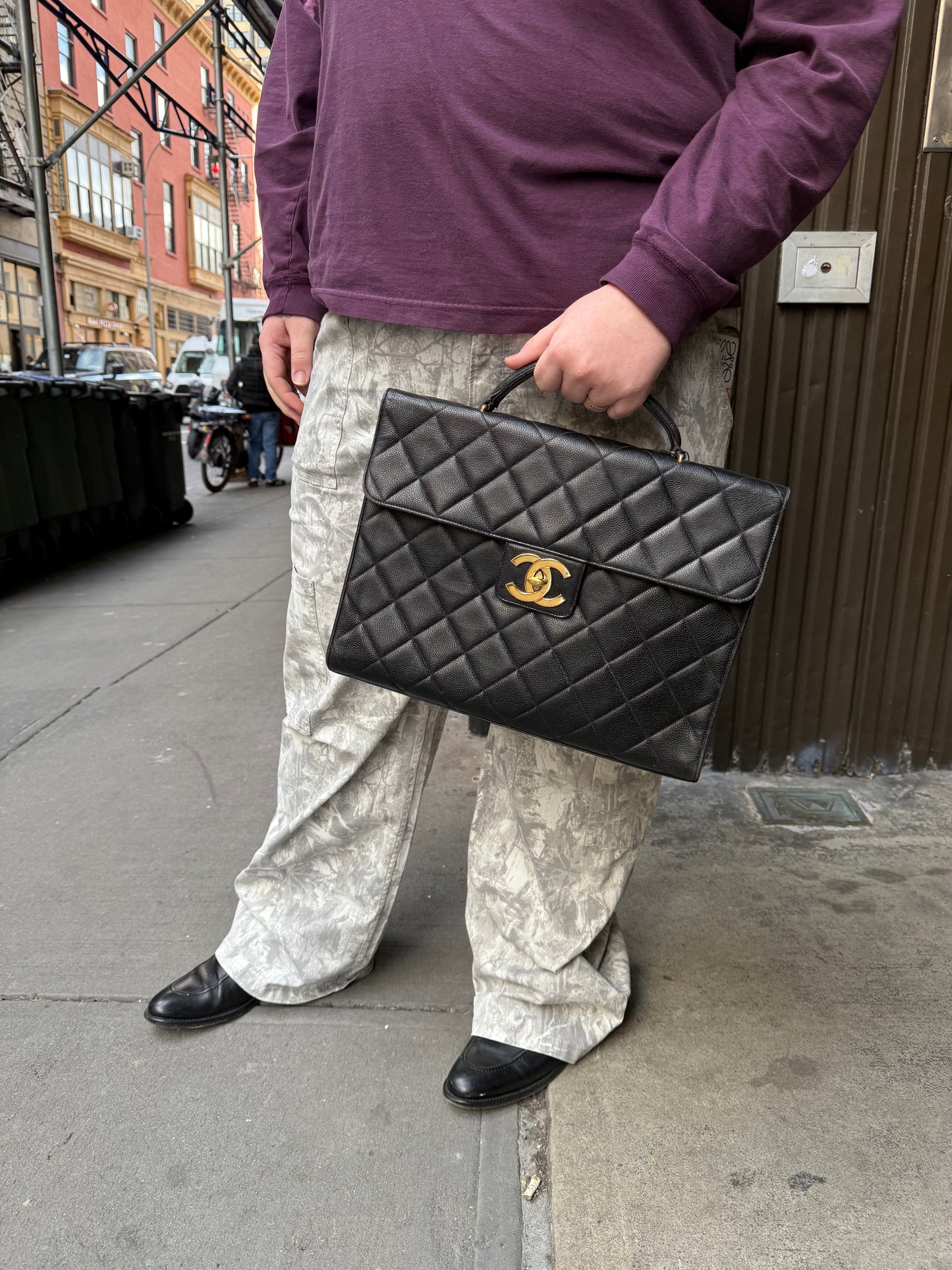 Chanel Black Caviar Leather Briefcase 1992