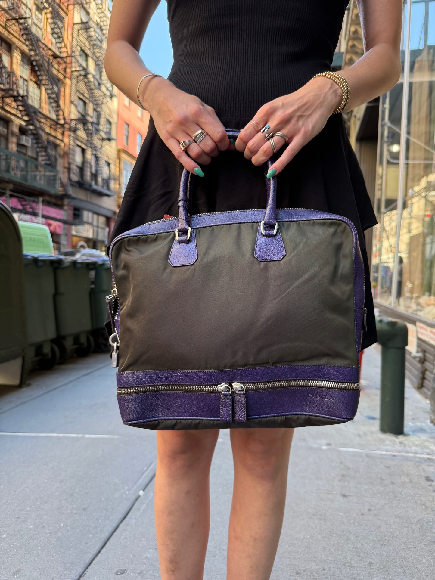 Prada Tessuto Top Handle Bag Purple