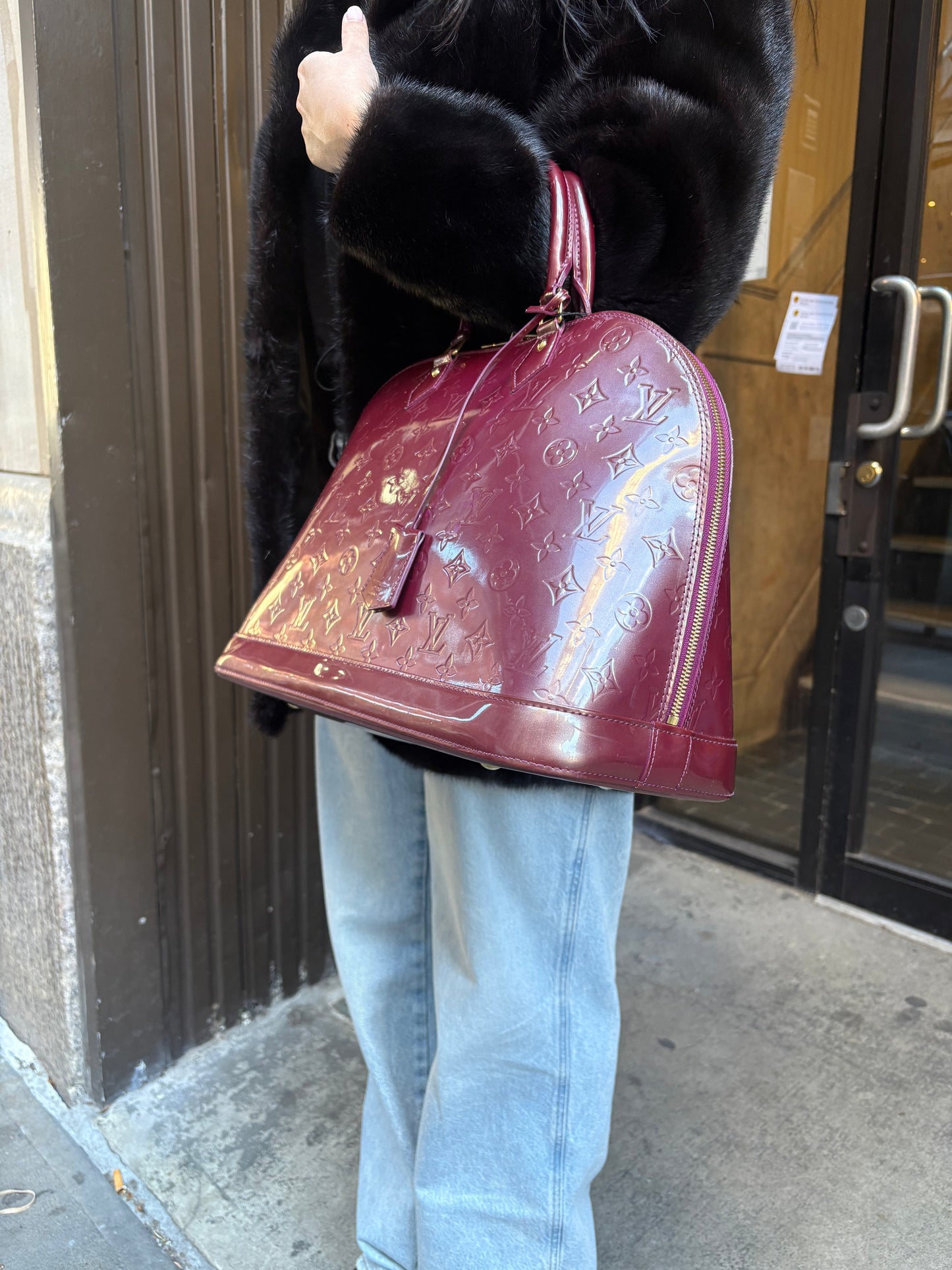 Louis Vuitton Monogram Vernis Alma GM Burgundy