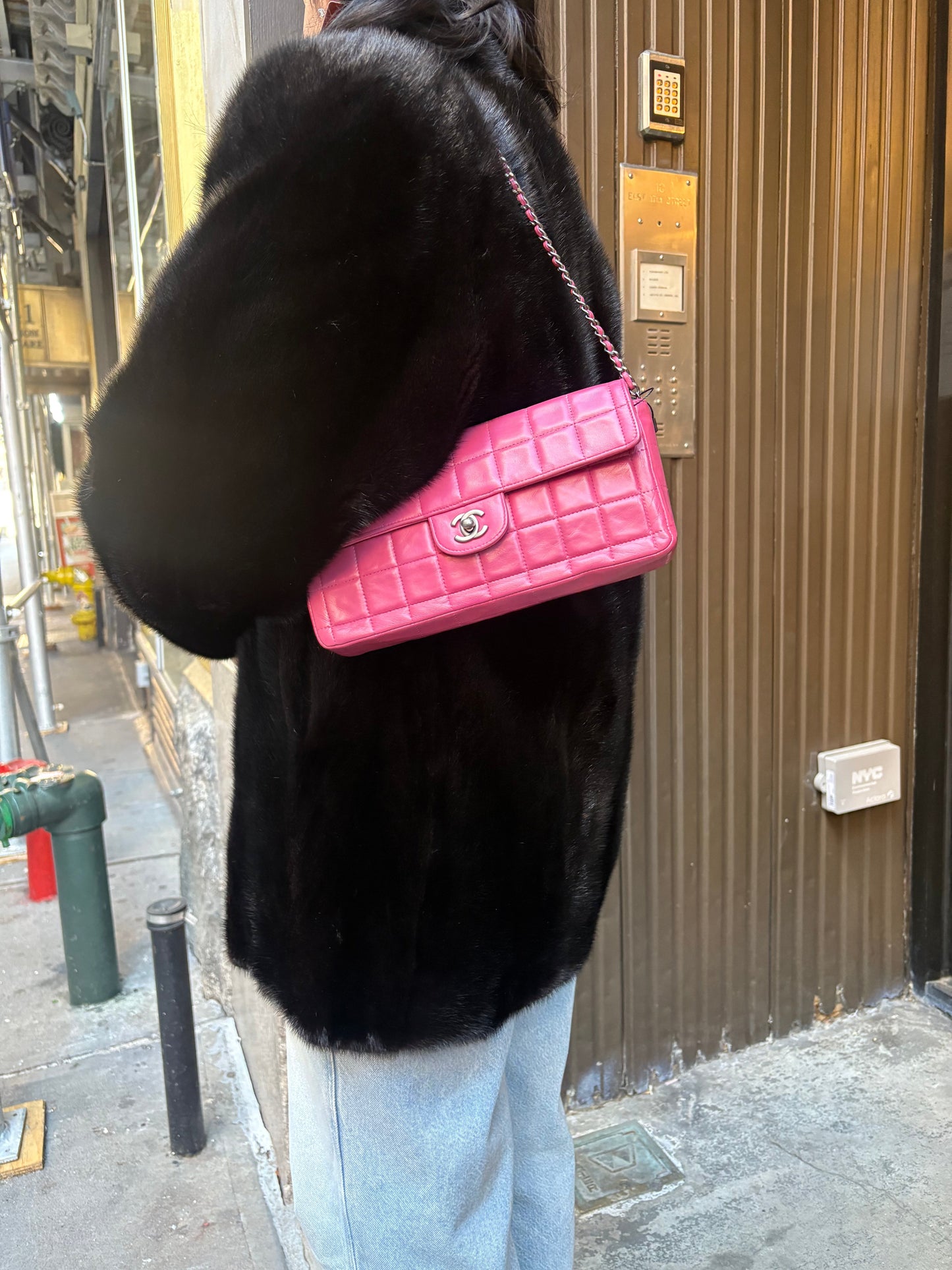 Chanel Pink CC 2002 Chocolate Bar Chain Flap