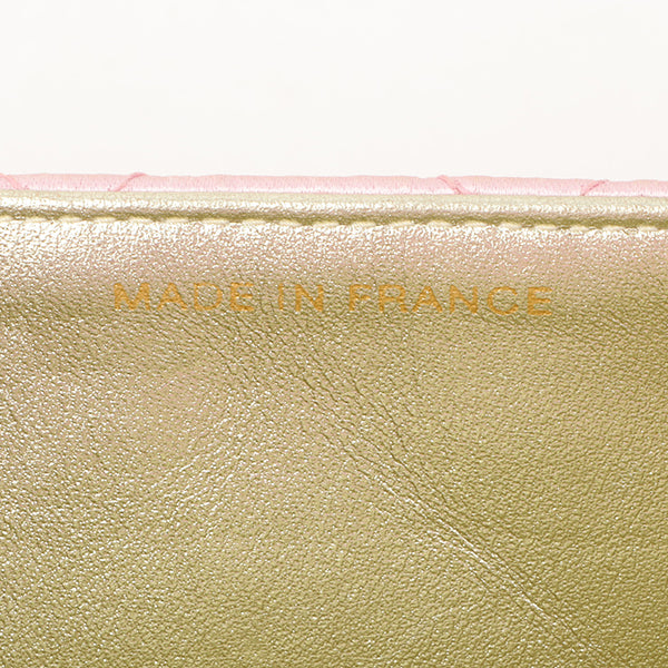 Chanel Around 1997 Made Silk Stain Classic Flap Chain Bag Mini Pink