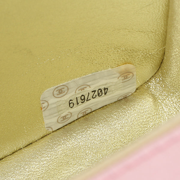 Chanel Around 1997 Made Silk Stain Classic Flap Chain Bag Mini Pink