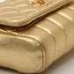 Chanel Around 1990 Made Design Stitchturn-Lock Shoulder Bag Gold