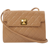 Chanel Around 1990 Made Square Cc Mark Push Lock Shoulder Bag Amber