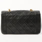 Chanel Around 1992 Made Edge Design Flap Turn-Lock Chain Bag Black