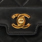 Chanel Around 1992 Made Edge Design Flap Turn-Lock Chain Bag Black