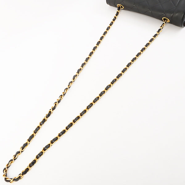 Chanel Around 1992 Made Edge Design Flap Turn-Lock Chain Bag Black