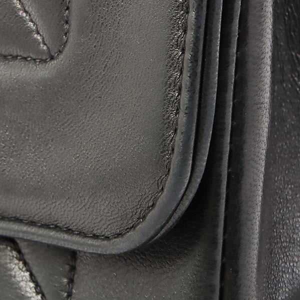 Chanel Around 1992 Made Edge Design Flap Turn-Lock Chain Bag Black