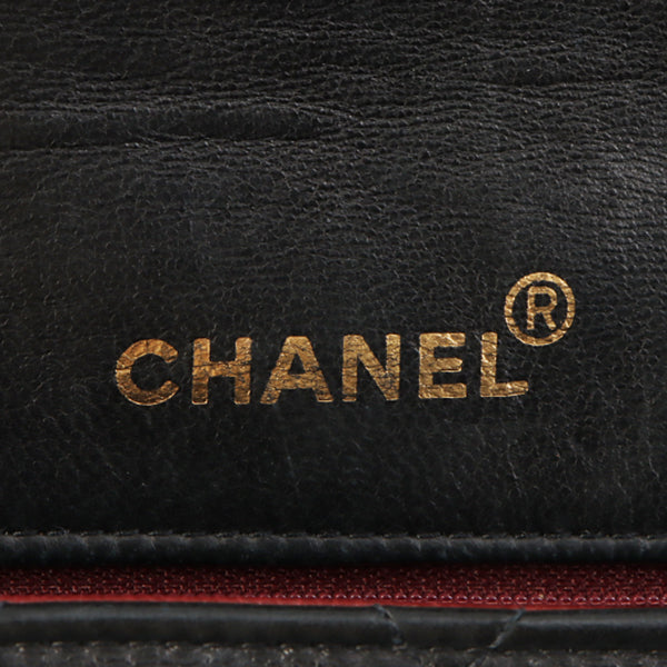 Chanel Around 1992 Made Edge Design Flap Turn-Lock Chain Bag Black
