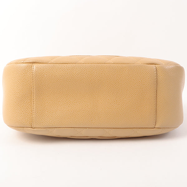 Chanel Around 2003 Made Caviar Skin Cc Mark Stitch Shoulder Bag Beige