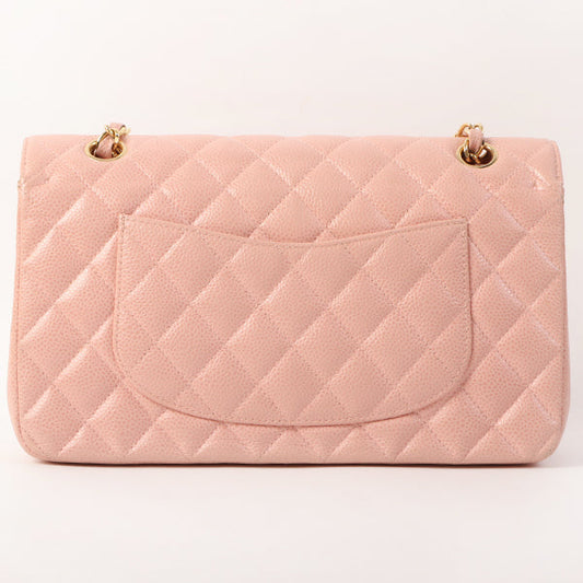 Chanel Around 2003 Made Caviar Skin Classic Flap Chain Bag 25Cm Pink