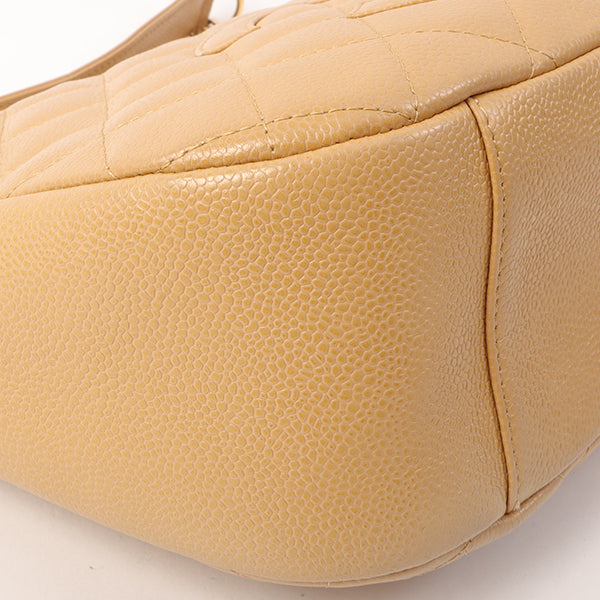 Chanel Around 2003 Made Caviar Skin Cc Mark Stitch Shoulder Bag Beige