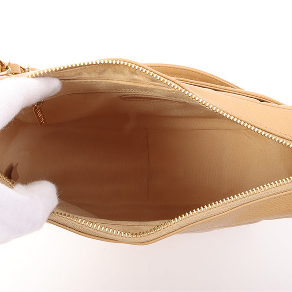 Chanel Around 2003 Made Caviar Skin Cc Mark Stitch Shoulder Bag Beige