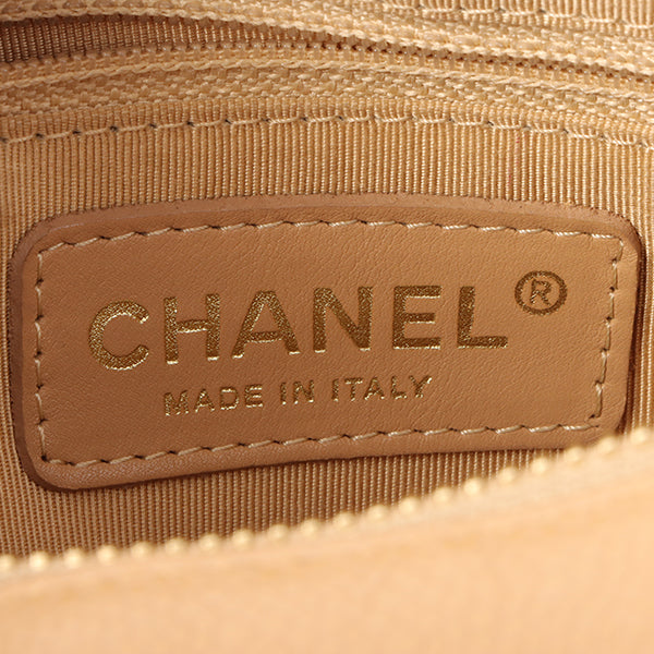 Chanel Around 2003 Made Caviar Skin Cc Mark Stitch Shoulder Bag Beige