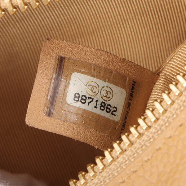Chanel Around 2003 Made Caviar Skin Cc Mark Stitch Shoulder Bag Beige