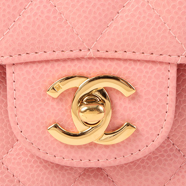 CHANEL Around 2004 Made Caviar Skin Classic Flap Chain Bag 25Cm Pink