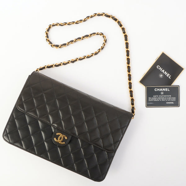 Chanel Around 1997 Made Cc Mark Plate Chain Bag Black