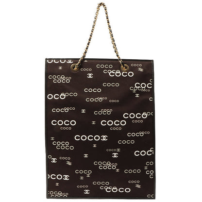 Chanel Around 2002 Made Canvas Cc Mark Logo Print Chain Tote Bag Black