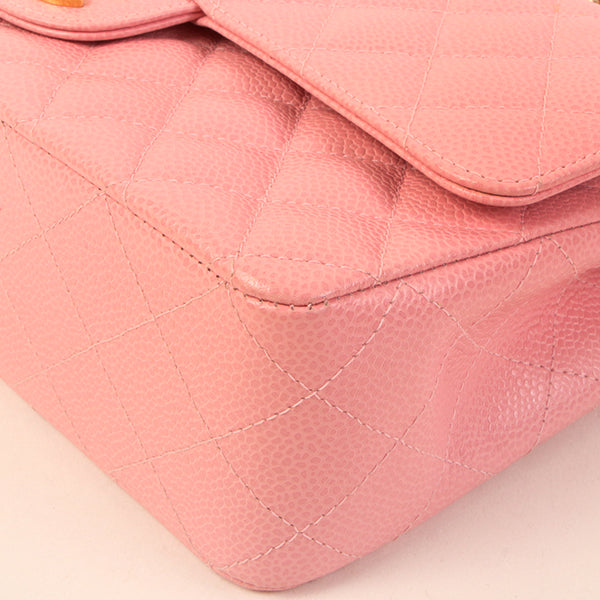 CHANEL Around 2004 Made Caviar Skin Classic Flap Chain Bag 25Cm Pink